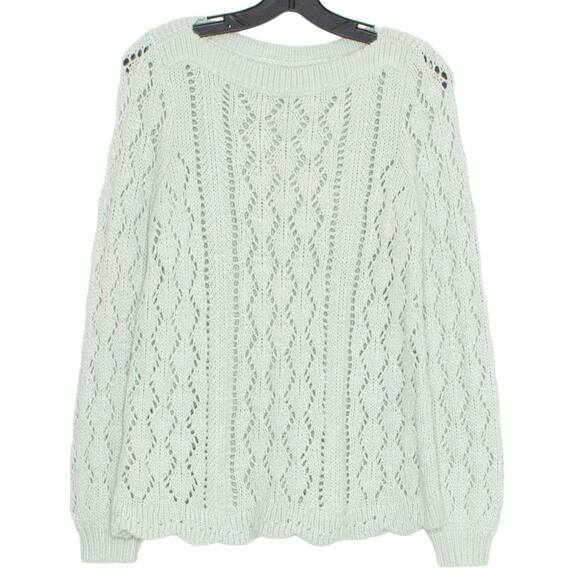 LOFT Sweater Boho Minimalist Cozy Cottage Lolita Scallop Hygge Open Knit Small - Picture 1 of 5